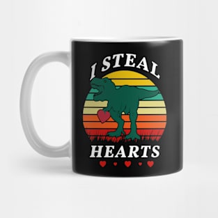 Valentines Day Dinosaur T Rex Lover Gift I Steal Hearts Mug